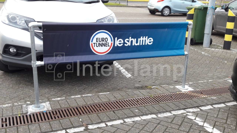 Signage frames created from tube clamp fittings used for advertisement at the Euro Tunnel, France